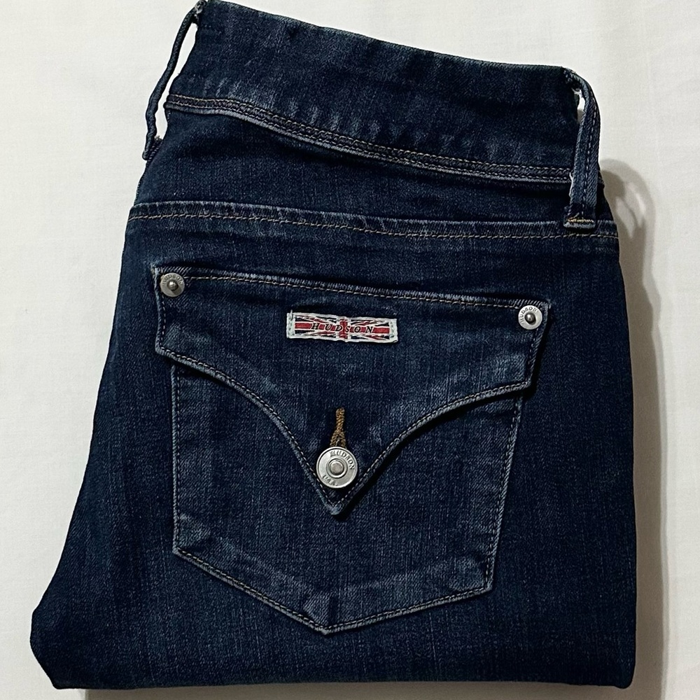 Hudson Collin Flap Skinny Jeans, Lowrise Dark Stretch Denim, Like New - 24